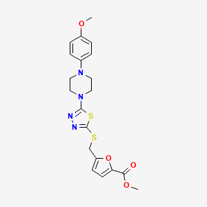 molecular formula C20H22N4O4S2 B2690072 Methyl 5-(((5-(4-(4-methoxyphenyl)piperazin-1-yl)-1,3,4-thiadiazol-2-yl)thio)methyl)furan-2-carboxylate CAS No. 1105225-13-5