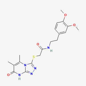 molecular formula C19H23N5O4S B2690073 N-(3,4-dimethoxyphenethyl)-2-((5,6-dimethyl-7-oxo-7,8-dihydro-[1,2,4]triazolo[4,3-a]pyrimidin-3-yl)thio)acetamide CAS No. 887214-01-9