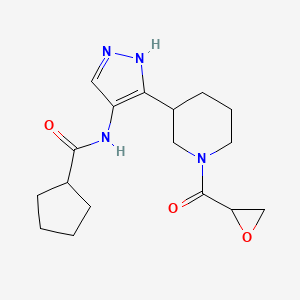 molecular formula C17H24N4O3 B2690123 N-[5-[1-(Oxirane-2-carbonyl)piperidin-3-yl]-1H-pyrazol-4-yl]cyclopentanecarboxamide CAS No. 2411270-06-7