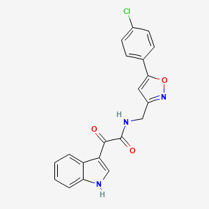 molecular formula C20H14ClN3O3 B2690157 N-((5-(4-chlorophenyl)isoxazol-3-yl)methyl)-2-(1H-indol-3-yl)-2-oxoacetamide CAS No. 953180-48-8