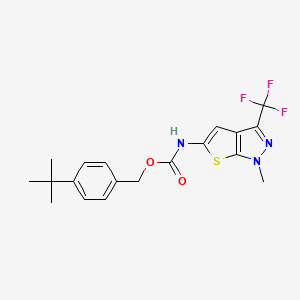 molecular formula C19H20F3N3O2S B2690167 4-(tert-butyl)benzyl N-[1-methyl-3-(trifluoromethyl)-1H-thieno[2,3-c]pyrazol-5-yl]carbamate CAS No. 866143-88-6
