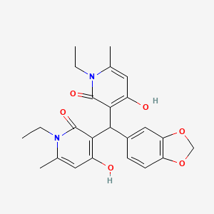 molecular formula C24H26N2O6 B2690178 3,3'-(benzo[d][1,3]dioxol-5-ylmethylene)bis(1-ethyl-4-hydroxy-6-methylpyridin-2(1H)-one) CAS No. 883089-85-8