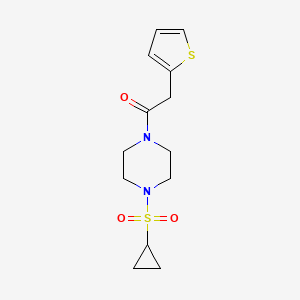 molecular formula C13H18N2O3S2 B2690196 1-(4-(Cyclopropylsulfonyl)piperazin-1-yl)-2-(thiophen-2-yl)ethanone CAS No. 1219914-98-3