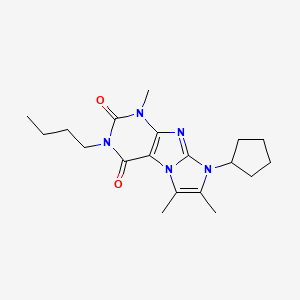 molecular formula C19H27N5O2 B2690215 2-Butyl-6-cyclopentyl-4,7,8-trimethylpurino[7,8-a]imidazole-1,3-dione CAS No. 923384-42-3