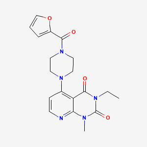 molecular formula C19H21N5O4 B2690216 3-ethyl-5-(4-(furan-2-carbonyl)piperazin-1-yl)-1-methylpyrido[2,3-d]pyrimidine-2,4(1H,3H)-dione CAS No. 1021095-38-4