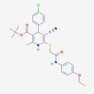 molecular formula C28H30ClN3O4S B2690225 叔丁基 4-(4-氯苯基)-5-氰基-6-[2-(4-乙氧苯胺基)-2-氧乙基]硫基-2-甲基-1,4-二氢吡啶-3-甲酸酯 CAS No. 309732-36-3