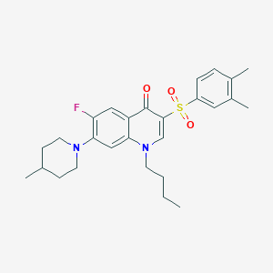 molecular formula C27H33FN2O3S B2690231 1-丁基-3-((3,4-二甲基苯基)磺酰)-6-氟-7-(4-甲基哌嗪-1-基)喹啉-4(1H)-酮 CAS No. 892767-52-1