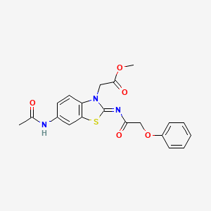 molecular formula C20H19N3O5S B2690233 (Z)-甲基 2-(6-乙酰氨基-2-((2-苯氧乙酰)亚胺)苯并[d]噻唑-3(2H)-基)乙酸酯 CAS No. 865199-57-1