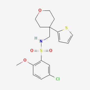 B2690237 5-chloro-2-methoxy-N-((4-(thiophen-2-yl)tetrahydro-2H-pyran-4-yl)methyl)benzenesulfonamide CAS No. 1207055-11-5