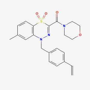 molecular formula C22H23N3O4S B2690244 (7-甲基-4,4-二氧代-1-(4-乙烯基苯甲基)-1H-苯并[e][1,3,4]噻二嗪-3-基)(吗啉基)甲酮 CAS No. 1251556-43-0