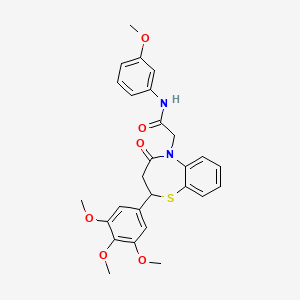 molecular formula C27H28N2O6S B2690245 N-(3-甲氧苯基)-2-(4-氧代-2-(3,4,5-三甲氧基苯基)-3,4-二氢苯并[b][1,4]噻杂环-5(2H)-基)乙酰胺 CAS No. 847487-88-1