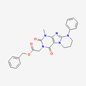 molecular formula C24H23N5O4 B2690255 苄基 2-(1-甲基-2,4-二氧代-9-苯基-7,8-二氢-6H-嘌呤[7,8-a]嘧啶-3-基)乙酸酯 CAS No. 844661-74-1