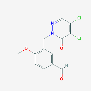 molecular formula C13H10Cl2N2O3 B2690256 3-[(4,5-二氯-6-氧代嘧啶-1-基)甲基]-4-甲氧基苯甲醛 CAS No. 1375244-00-0