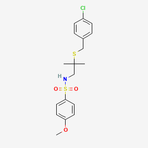 molecular formula C18H22ClNO3S2 B2690261 N-{2-[(4-氯苯甲基)硫代]-2-甲基丙基}-4-甲氧基苯磺酰胺 CAS No. 343372-99-6