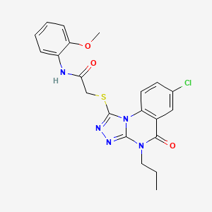 molecular formula C21H20ClN5O3S B2690276 2-[(7-氯-5-氧代-4-丙基-4,5-二氢[1,2,4]三唑并[4,3-a]喹唑啉-1-基)硫代]-N-(2-甲氧基苯基)乙酰胺 CAS No. 1111020-98-4