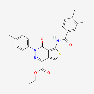 molecular formula C25H23N3O4S B2690281 Ethyl 5-(3,4-dimethylbenzamido)-4-oxo-3-(p-tolyl)-3,4-dihydrothieno[3,4-d]pyridazine-1-carboxylate CAS No. 851948-07-7