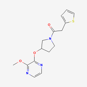 molecular formula C15H17N3O3S B2690283 1-(3-((3-Methoxypyrazin-2-yl)oxy)pyrrolidin-1-yl)-2-(thiophen-2-yl)ethanone CAS No. 2034253-41-1