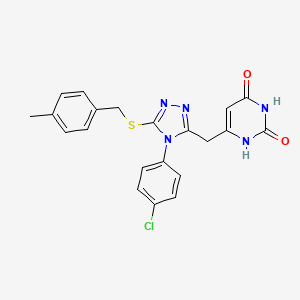 molecular formula C21H18ClN5O2S B2690286 6-((4-(4-chlorophenyl)-5-((4-methylbenzyl)thio)-4H-1,2,4-triazol-3-yl)methyl)pyrimidine-2,4(1H,3H)-dione CAS No. 852155-03-4