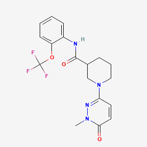 molecular formula C18H19F3N4O3 B2690297 1-(1-methyl-6-oxo-1,6-dihydropyridazin-3-yl)-N-(2-(trifluoromethoxy)phenyl)piperidine-3-carboxamide CAS No. 1396767-28-4