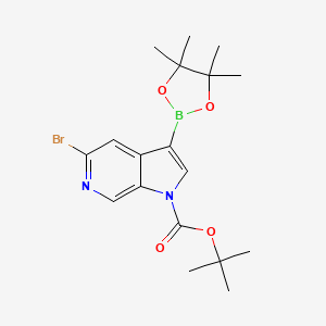 molecular formula C18H24BBrN2O4 B2690299 tert-Butyl 5-bromo-3-(4,4,5,5-tetramethyl-1,3,2-dioxaborolan-2-yl)-1H-pyrrolo[2,3-c]pyridine-1-carboxylate CAS No. 1632996-84-9