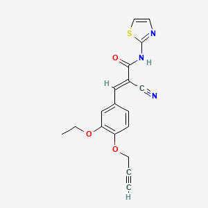 molecular formula C18H15N3O3S B2690301 (E)-2-氰基-3-(3-乙氧基-4-丙-2-炔氧基苯基)-N-(1,3-噻唑-2-基)丙-2-烯酰胺 CAS No. 863760-97-8