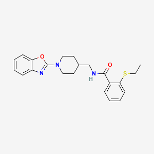 molecular formula C22H25N3O2S B2690312 N-((1-(benzo[d]oxazol-2-yl)piperidin-4-yl)methyl)-2-(ethylthio)benzamide CAS No. 1797575-06-4