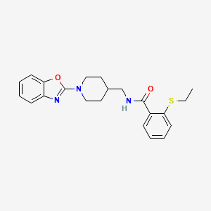 molecular formula C22H25N3O2S B2690312 N-((1-(苯并[d]噁唑-2-基)哌啶-4-基)甲基)-2-(乙硫基)苯甲酰胺 CAS No. 1797575-06-4