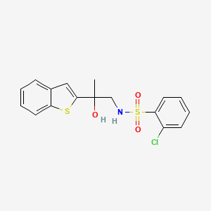 B2690315 N-(2-(benzo[b]thiophen-2-yl)-2-hydroxypropyl)-2-chlorobenzenesulfonamide CAS No. 2034353-78-9