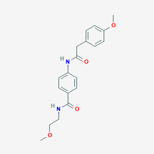 molecular formula C19H22N2O4 B269032 N-(2-methoxyethyl)-4-{[(4-methoxyphenyl)acetyl]amino}benzamide 