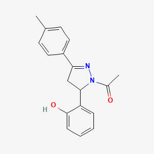 molecular formula C18H18N2O2 B2690327 1-[3-(2-羟基苯基)-5-(4-甲基苯基)-3,4-二氢吡唑-2-基]乙酮 CAS No. 868155-44-6