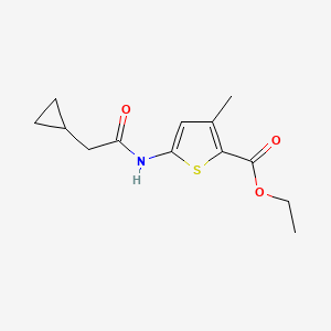 molecular formula C13H17NO3S B2690333 乙基 5-(2-环丙基乙酰基氨基)-3-甲基噻吩-2-甲酸酯 CAS No. 1153556-18-3