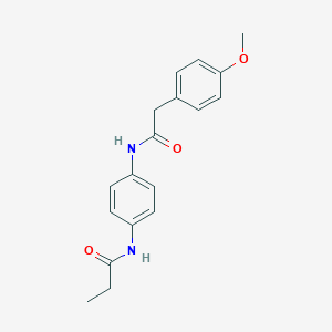 molecular formula C18H20N2O3 B269034 N-(4-{[2-(4-methoxyphenyl)acetyl]amino}phenyl)propanamide 