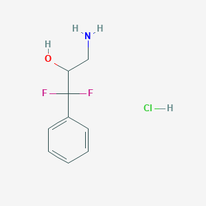 molecular formula C9H12ClF2NO B2690341 3-氨基-1,1-二氟-1-苯基丙醇；盐酸盐 CAS No. 2416236-62-7