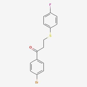 molecular formula C15H12BrFOS B2690343 1-(4-Bromophenyl)-3-[(4-fluorophenyl)sulfanyl]-1-propanone CAS No. 882749-12-4