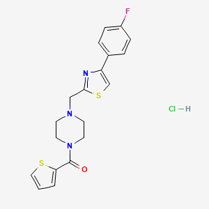 molecular formula C19H19ClFN3OS2 B2690344 (4-((4-(4-氟苯基)噻唑-2-基)甲基)哌嗪-1-基)(噻吩-2-基)甲酮盐酸盐 CAS No. 1215633-40-1