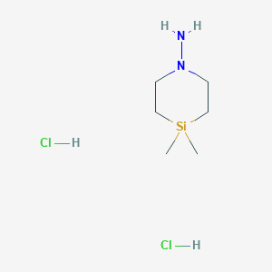 molecular formula C6H18Cl2N2Si B2690348 4,4-Dimethyl-1,4-azasilinan-1-amine;dihydrochloride CAS No. 2375273-53-1