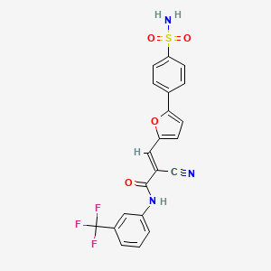 molecular formula C21H14F3N3O4S B2690362 (E)-2-cyano-3-(5-(4-sulfamoylphenyl)furan-2-yl)-N-(3-(trifluoromethyl)phenyl)acrylamide CAS No. 630047-54-0