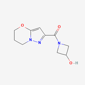 molecular formula C10H13N3O3 B2690368 (6,7-dihydro-5H-pyrazolo[5,1-b][1,3]oxazin-2-yl)(3-hydroxyazetidin-1-yl)methanone CAS No. 1421457-07-9