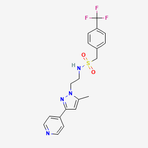 molecular formula C19H19F3N4O2S B2690379 N-(2-(5-methyl-3-(pyridin-4-yl)-1H-pyrazol-1-yl)ethyl)-1-(4-(trifluoromethyl)phenyl)methanesulfonamide CAS No. 2034234-97-2