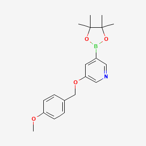 molecular formula C19H24BNO4 B2690380 3-(4-Methoxy-benzyloxy)-5-(4,4,5,5-tetramethyl-[1,3,2]dioxaborolan-2-yl)-pyridine CAS No. 956034-20-1