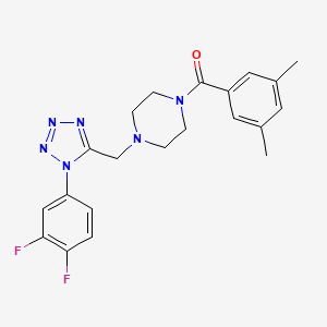molecular formula C21H22F2N6O B2690382 (4-((1-(3,4-二氟苯基)-1H-四唑-5-基)甲基)哌嗪-1-基)(3,5-二甲基苯基)甲酮 CAS No. 1040676-65-0