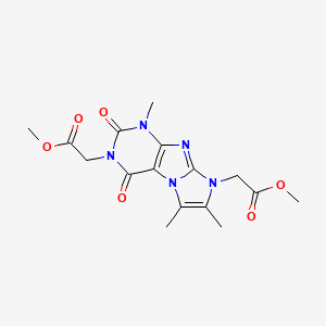 molecular formula C16H19N5O6 B2690387 dimethyl 2,2'-(1,6,7-trimethyl-2,4-dioxo-1H-imidazo[2,1-f]purine-3,8(2H,4H)-diyl)diacetate CAS No. 941899-99-6