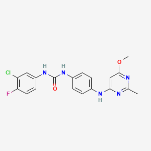 molecular formula C19H17ClFN5O2 B2690388 1-(3-氯-4-氟苯基)-3-(4-((6-甲氧基-2-甲基嘧啶-4-基)氨基)苯基)脲 CAS No. 946355-83-5
