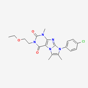 molecular formula C20H22ClN5O3 B2690390 8-(4-chlorophenyl)-3-(2-ethoxyethyl)-1,6,7-trimethyl-1H-imidazo[2,1-f]purine-2,4(3H,8H)-dione CAS No. 887459-21-4