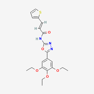 molecular formula C21H23N3O5S B2690391 (E)-3-(thiophen-2-yl)-N-(5-(3,4,5-triethoxyphenyl)-1,3,4-oxadiazol-2-yl)acrylamide CAS No. 891127-09-6