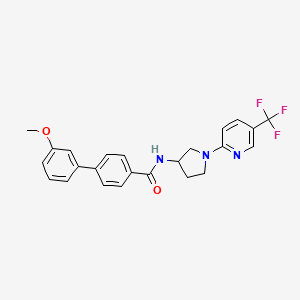 molecular formula C24H22F3N3O2 B2690395 3'-methoxy-N-(1-(5-(trifluoromethyl)pyridin-2-yl)pyrrolidin-3-yl)-[1,1'-biphenyl]-4-carboxamide CAS No. 2319877-11-5