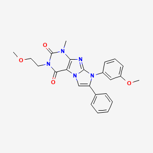 molecular formula C24H23N5O4 B2690399 3-(2-Methoxyethyl)-8-(3-methoxyphenyl)-1-methyl-7-phenyl-1,3,5-trihydro-4-imid azolino[1,2-h]purine-2,4-dione CAS No. 896295-33-3