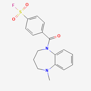 molecular formula C17H17FN2O3S B2690404 4-(1-Methyl-3,4-dihydro-2H-1,5-benzodiazepine-5-carbonyl)benzenesulfonyl fluoride CAS No. 2248990-81-8