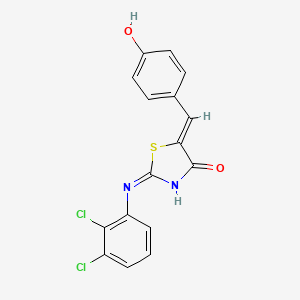 molecular formula C16H10Cl2N2O2S B2690413 (Z)-2-((2,3-dichlorophenyl)amino)-5-(4-hydroxybenzylidene)thiazol-4(5H)-one CAS No. 381684-15-7