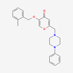 molecular formula C24H26N2O3 B2690422 5-[(2-Methylphenyl)methoxy]-2-[(4-phenylpiperazin-1-yl)methyl]pyran-4-one CAS No. 898418-17-2